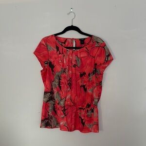 Ann Taylor Red Floral Blouse